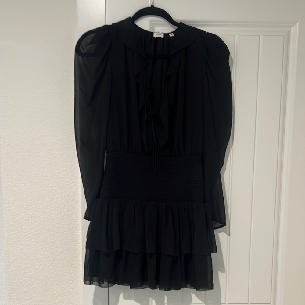 NWOT aritzia Wilfred Black Ruffle Mini dress